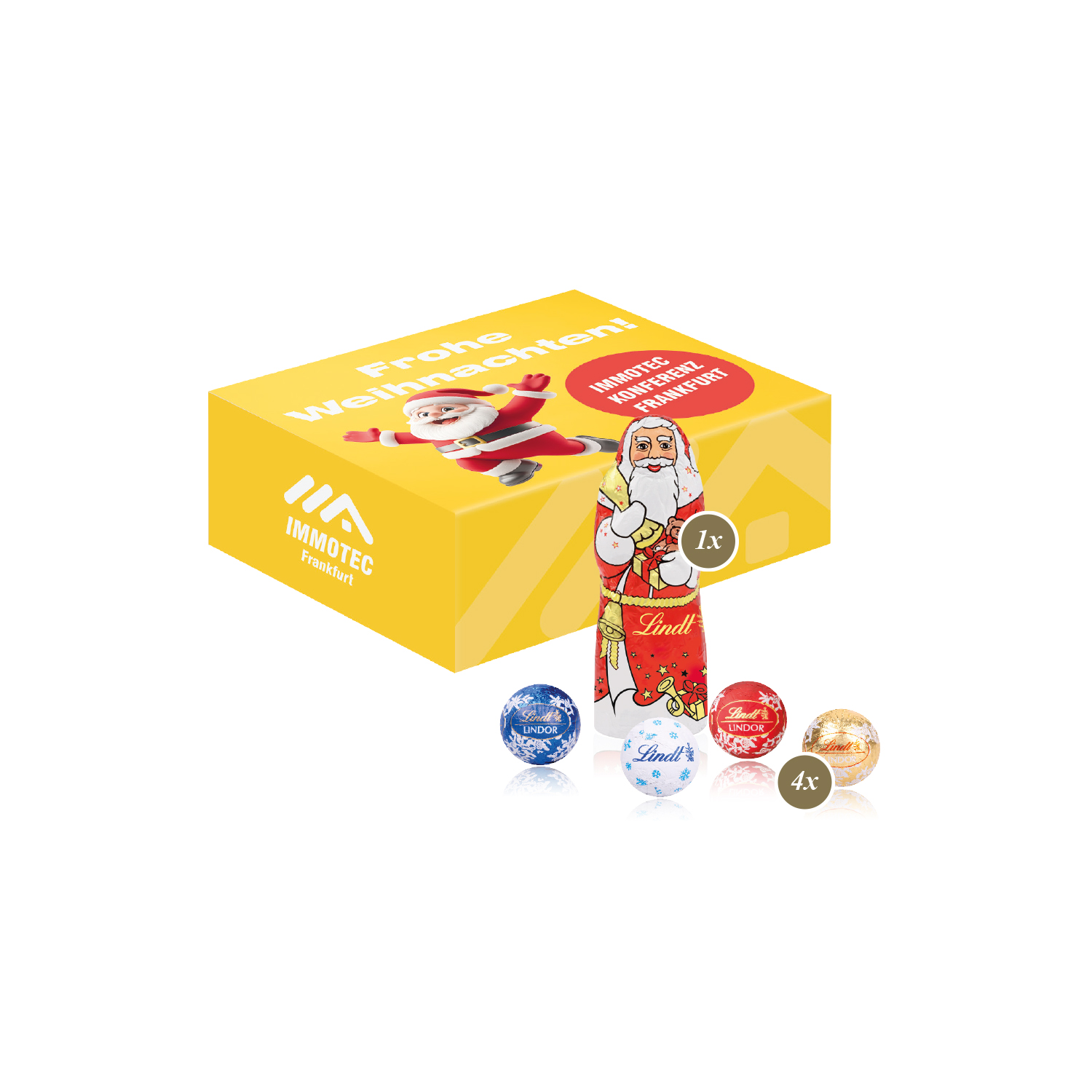 Santa Werbebox mit Lindt Minis und Nikolaus