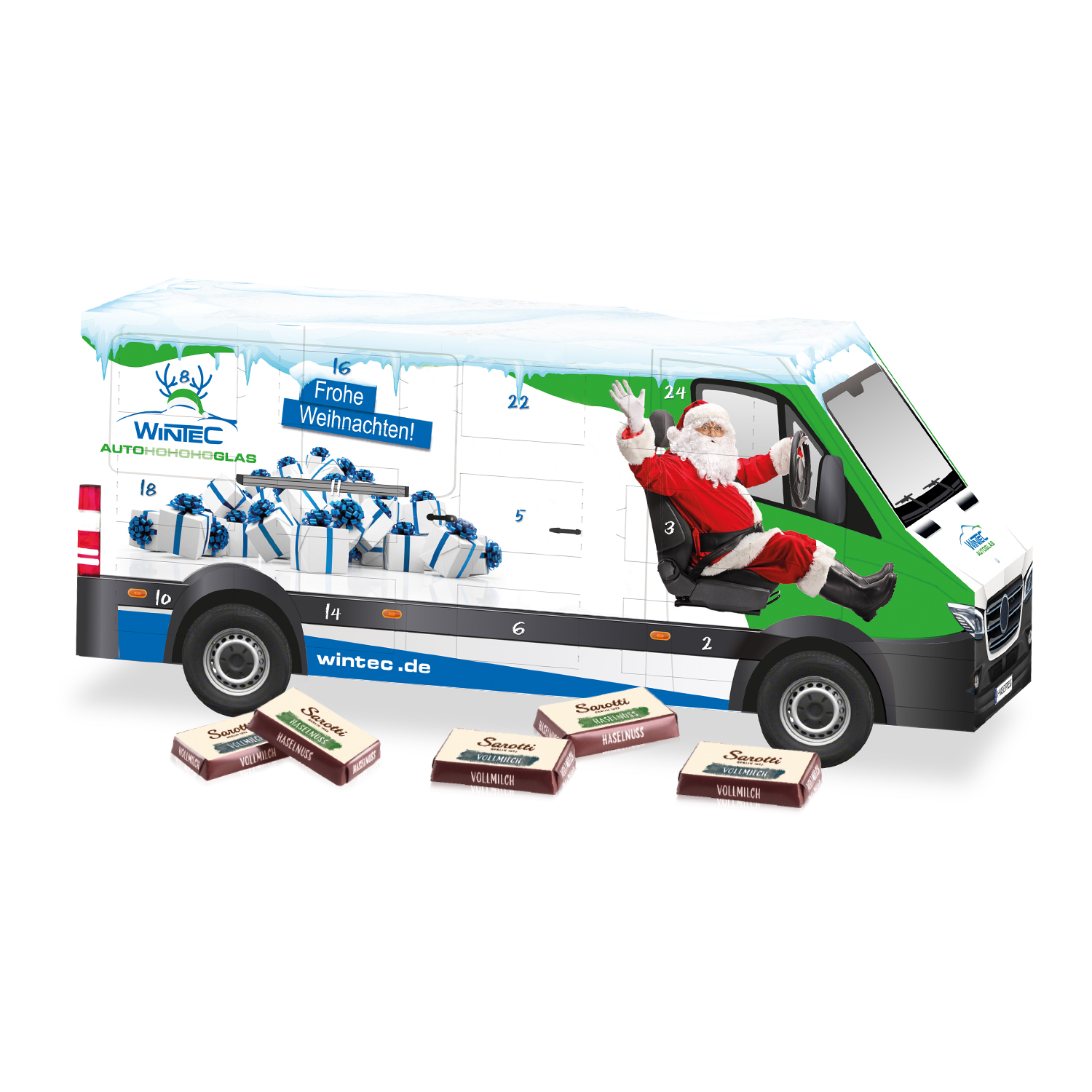 3D Adventskalender "Transporter" mit Sarotti Fairtrade® Schokolade
