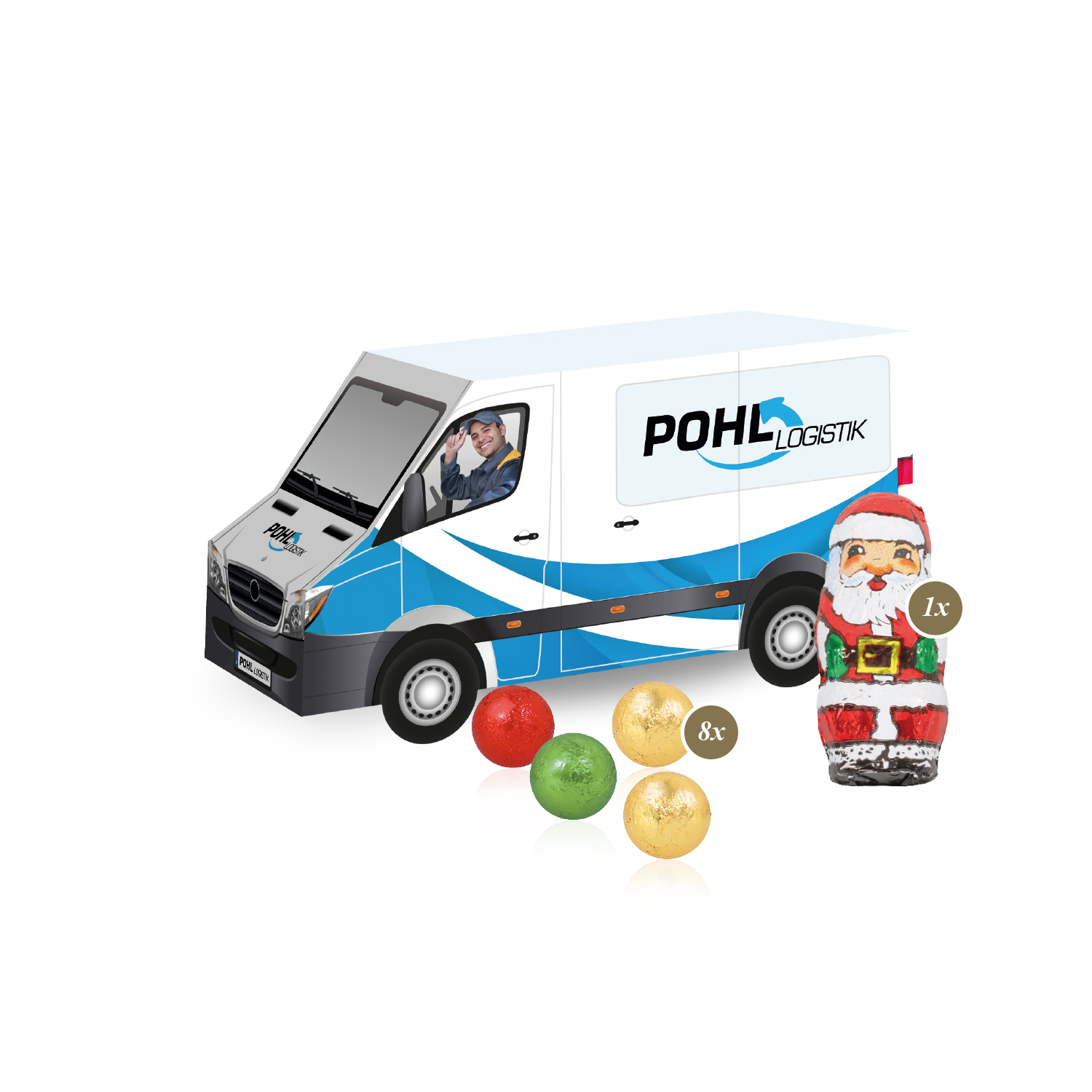 3D Präsent "Transporter" mit Fairtrade® Schokolade