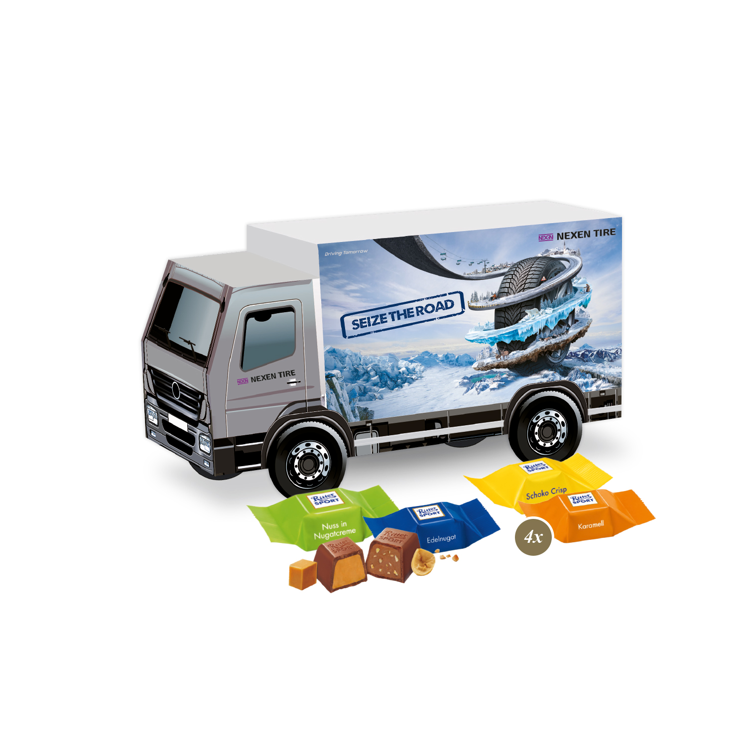 3D Präsent "LKW" mit Ritter SPORT Schokowürfel