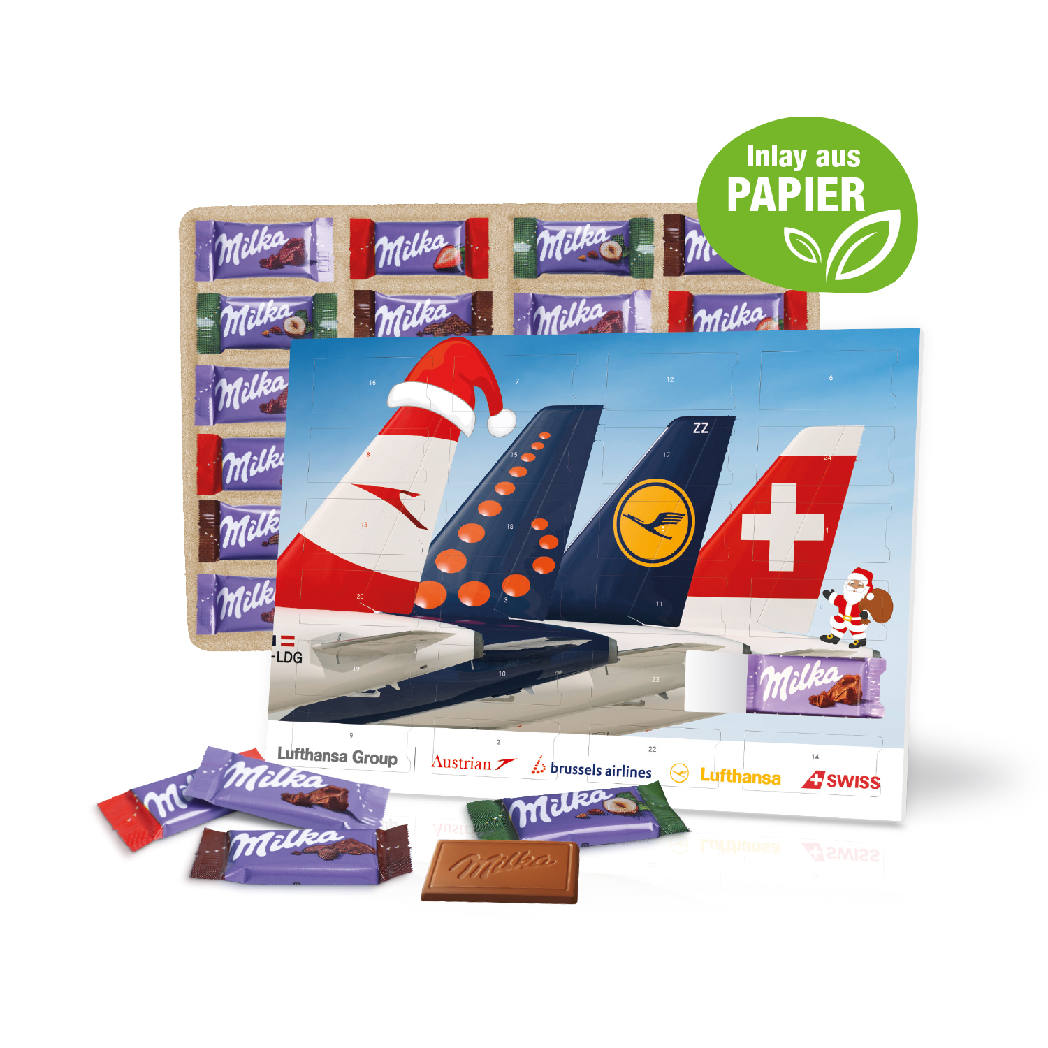 Tisch-Adventskalender mit Milka Schokolade, Inlay aus Papier