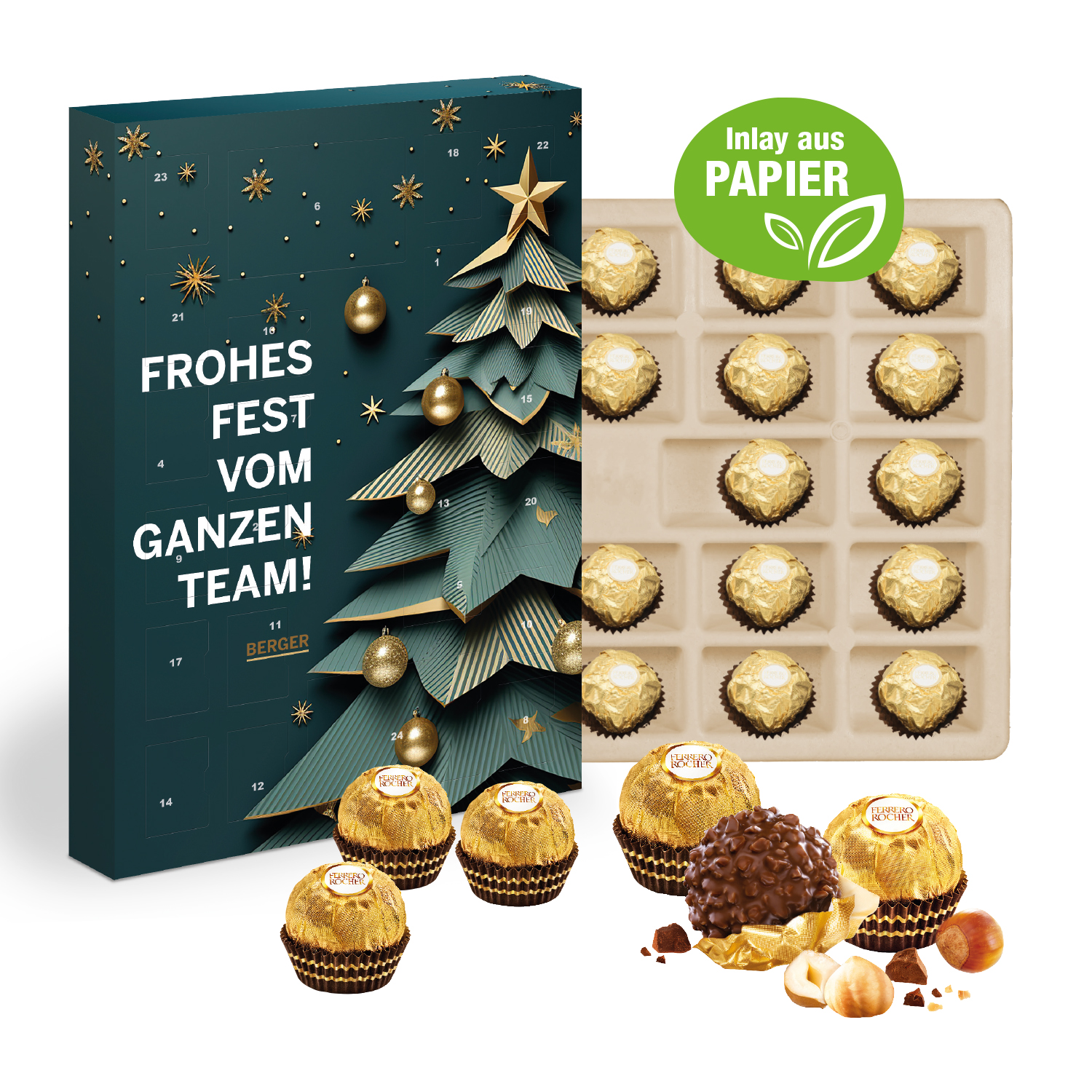 Wand-Adventskalender Ferrero Rocher, Inlay aus Papier