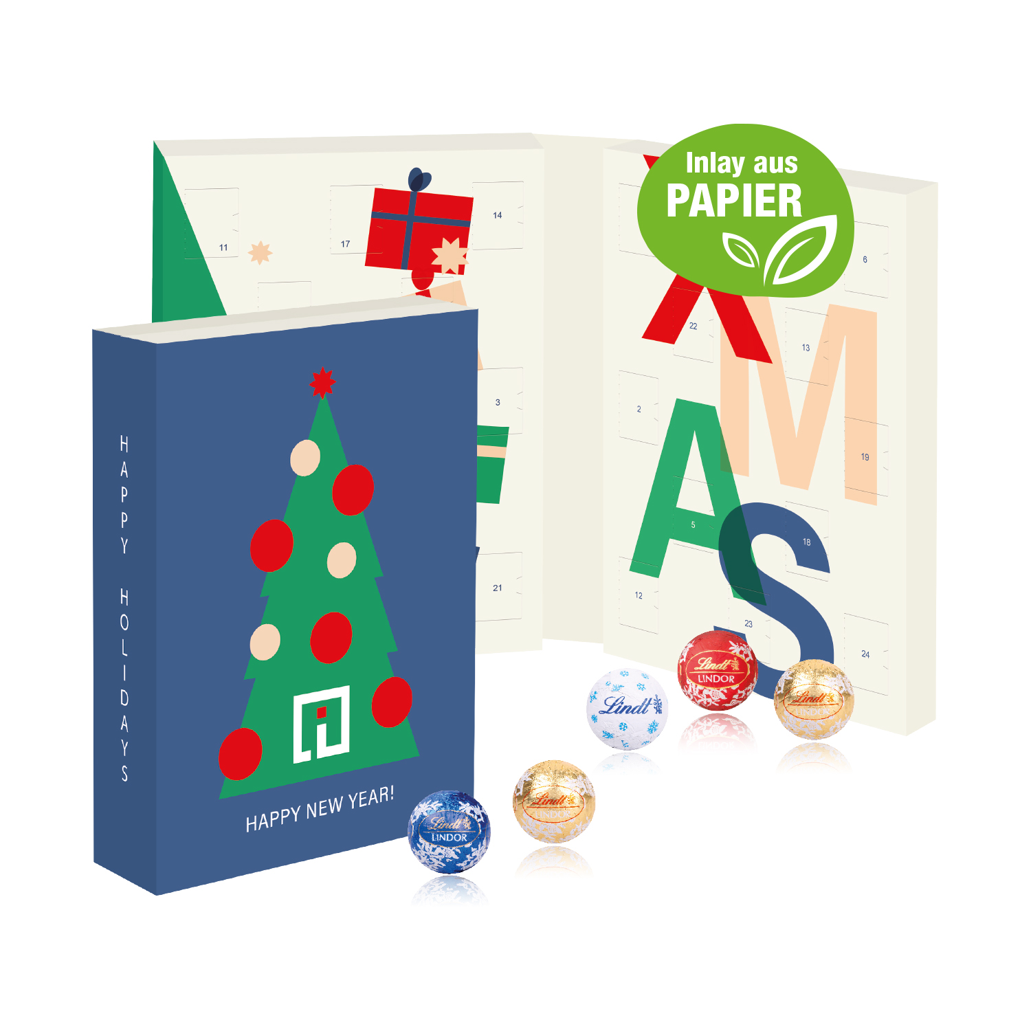 Lindt Adventskalender zum Aufklappen, Inlay aus Papier