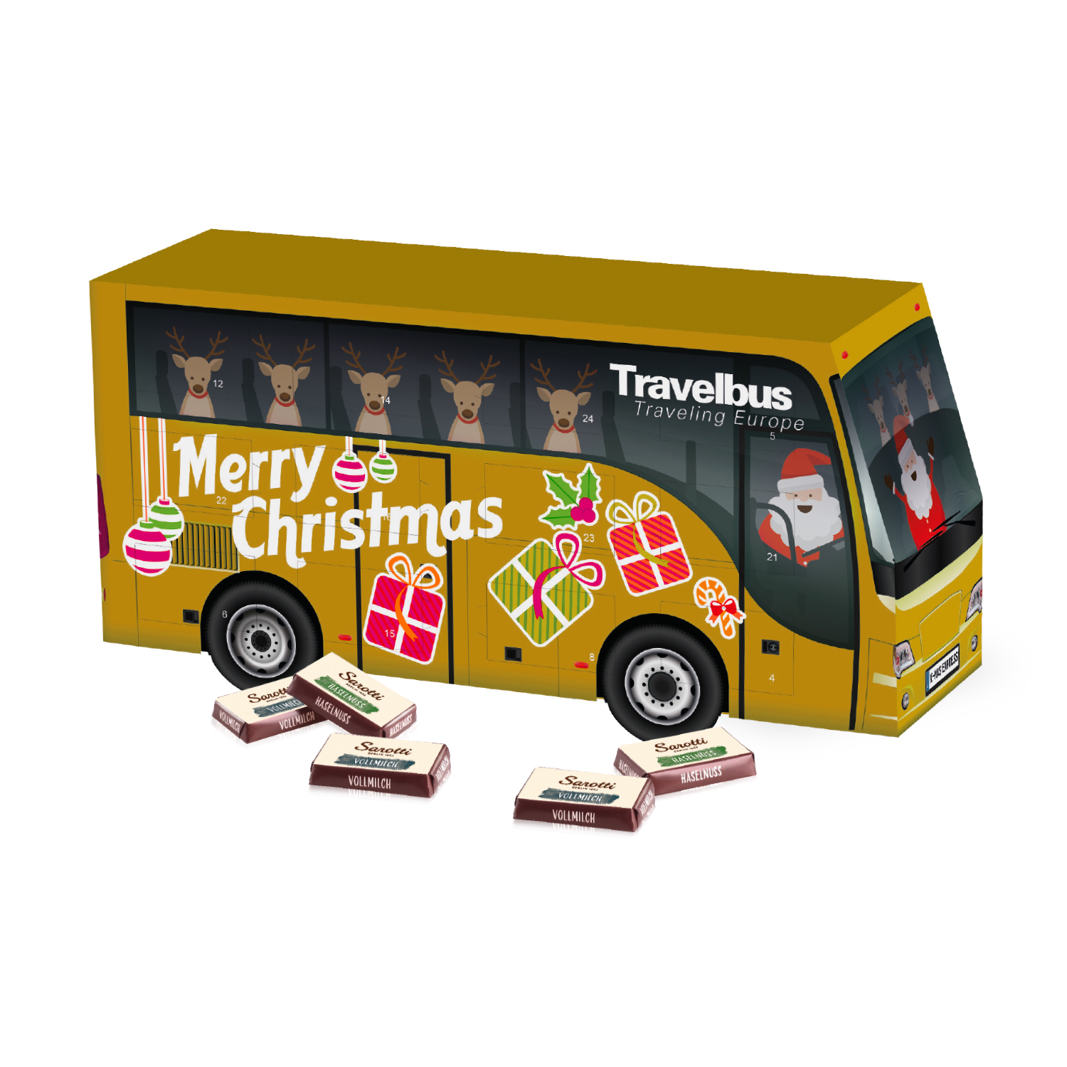 3D Adventskalender "Bus" mit Sarotti Fairtrade® Schokolade