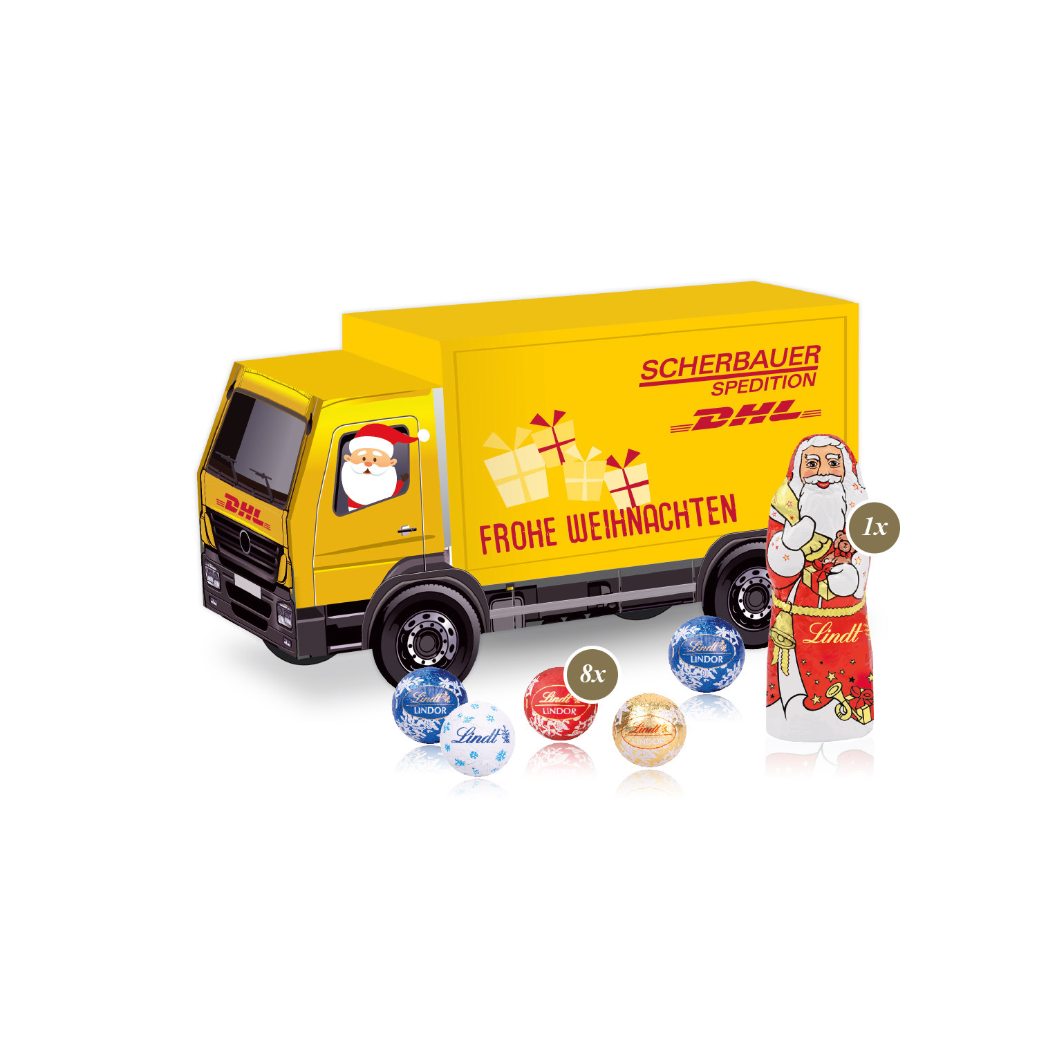 3D Präsent "LKW" mit Lindt Minis und Nikolaus