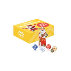 Santa Werbebox mit Lindt Minis und Nikolaus