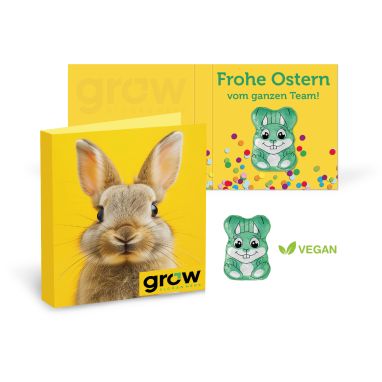 Werbe Klappkarte Osterhase Vegan