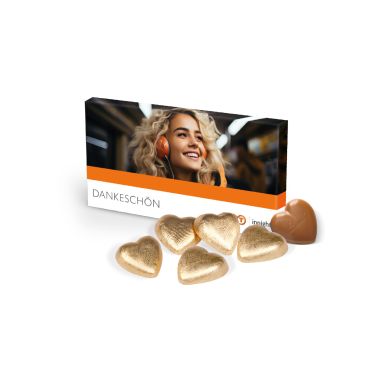 Präsentbox mit Lindt Schokoherzen