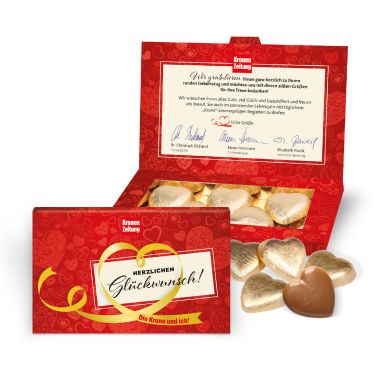 Präsentbox „Business” mit Lindt Schokoherzen