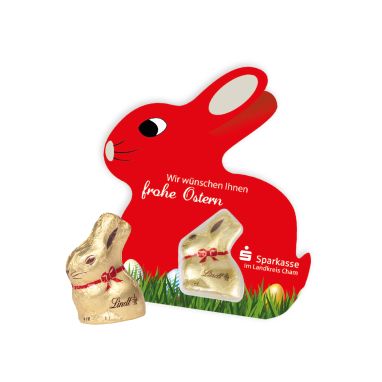 Schokokarte-Hase mit Lindt Goldhase