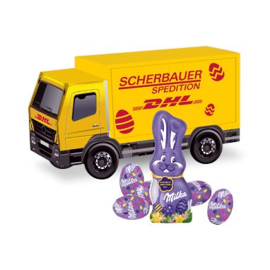 3D Präsent LKW Ostern mit Schokoladenmischung von Milka