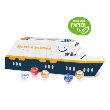 3D Adventskalender "Schiff" mit Lindt Schokolade mit Papier-Inlay