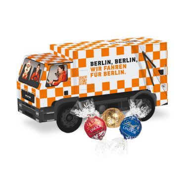 3D Pr&auml;sent "LKW" mit Lindt Lindor Pralin&eacute;s