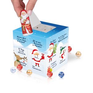 Adventskalender „Cube“ Organic mit Lindt Weihnachtsmann, Klimaneutral, FSC®