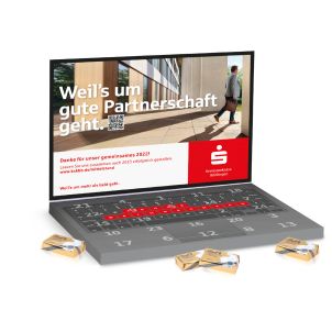 Adventskalender Laptop Organic Lindt Schokotäfelchen, Klimaneutral, FSC®