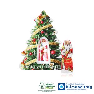 Schokokarte „Business“ Weihnachtsbaum mit Lindt Weihnachtsmann