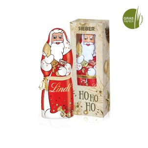 Lindt Weihnachtsmann mit Glöckchen, 70 g auf Graspapier, Klimaneutral, FSC®