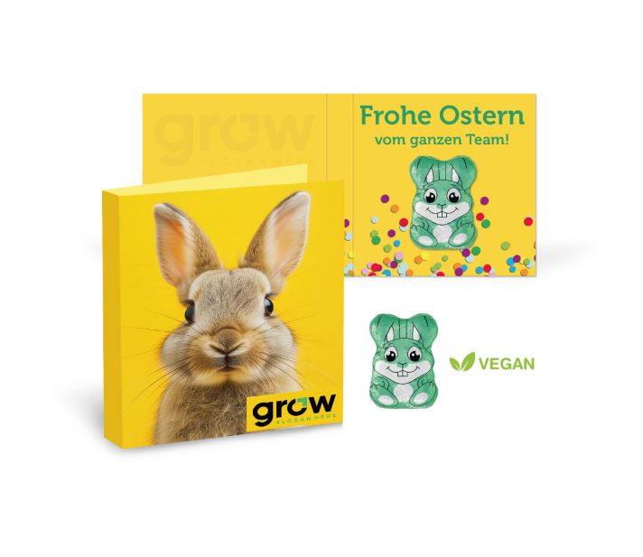 Werbe Klappkarte Osterhase Vegan