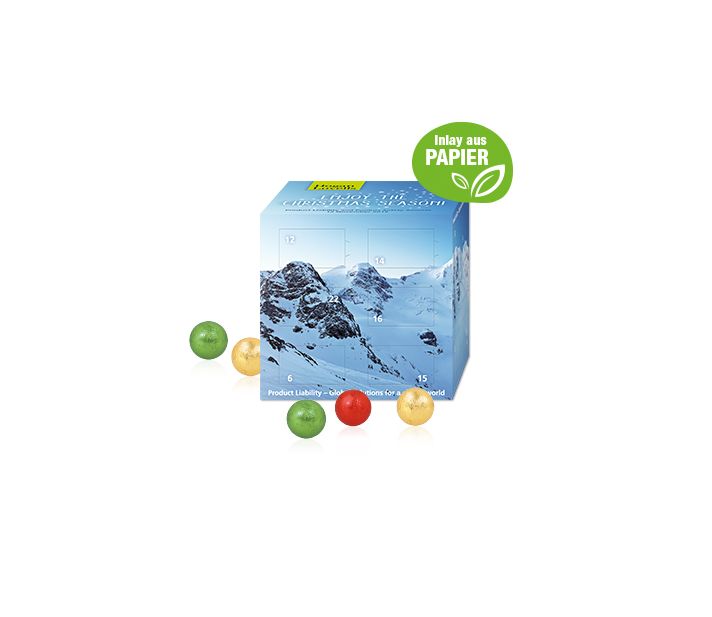 Adventskalender "Cube" mit Fairtrade® Schokolade mit Papier-Inlay