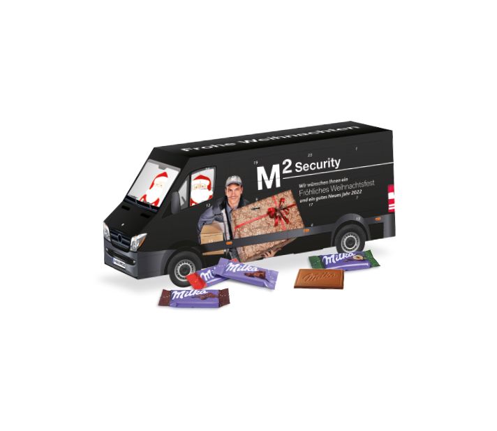 3D Adventskalender "Transporter" mit Milka Schokolade