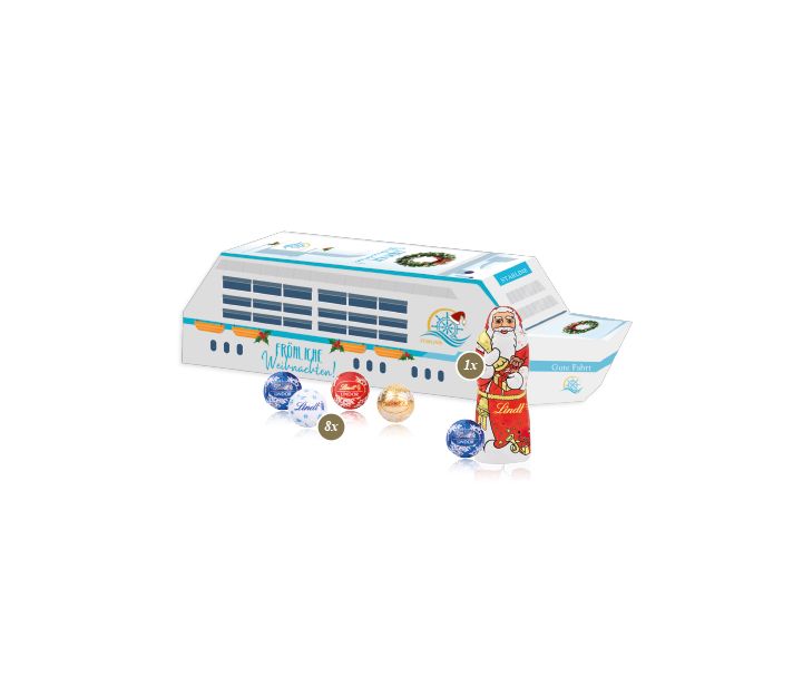 3D Präsent "Schiff" mit Lindt Minis und Nikolaus