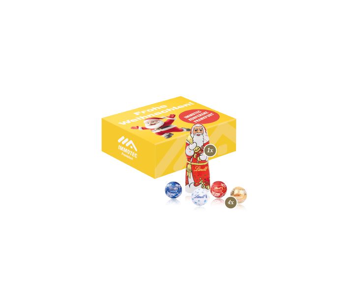 Santa Werbebox mit Lindt Minis und Nikolaus