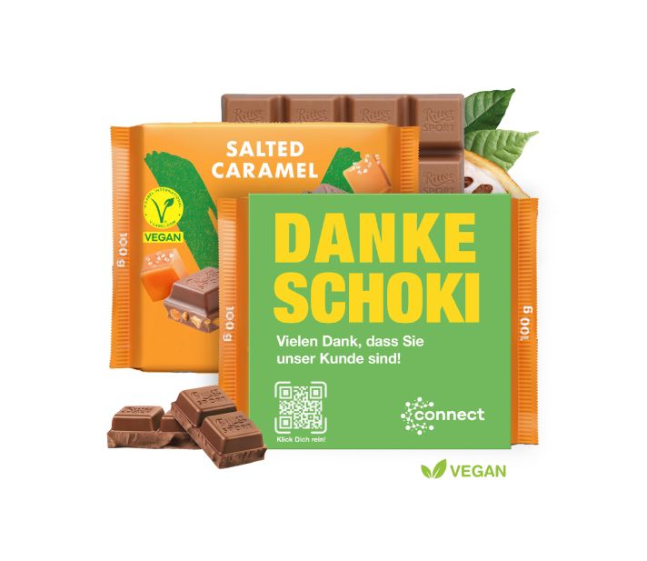 Ritter SPORT "Vegan" mit Werbebanderole