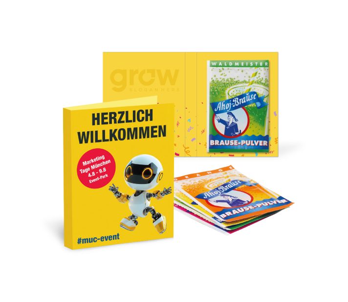 Werbe-Klappkarte mit Ahoj-Brause Pulver