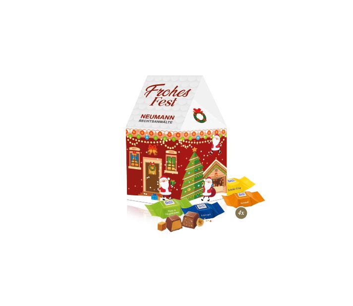 3D Präsent "Haus" mit Ritter SPORT Schokowürfel