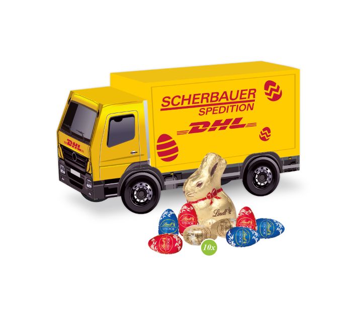 3D Präsent "LKW" Ostern mit Schokoladenmischung von Lindt