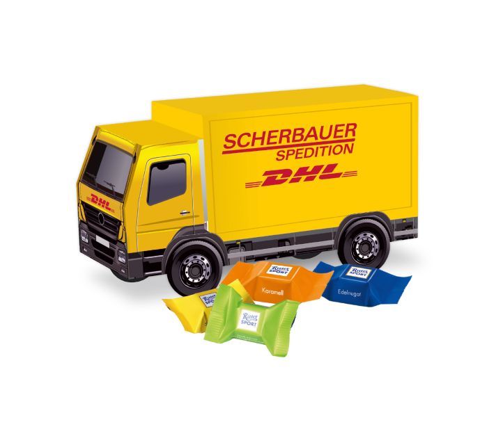 3D Präsent "LKW" mit Ritter SPORT Schokowürfel