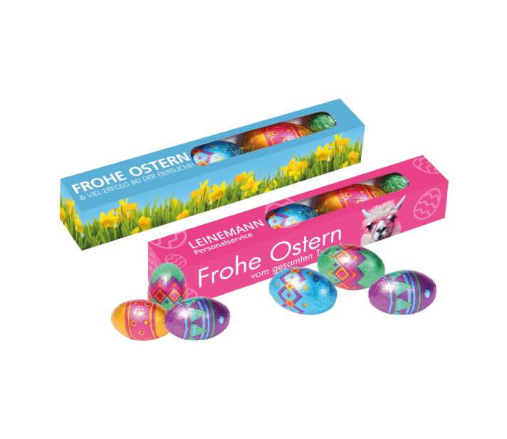 Eier Parade mit Klett Schokolade