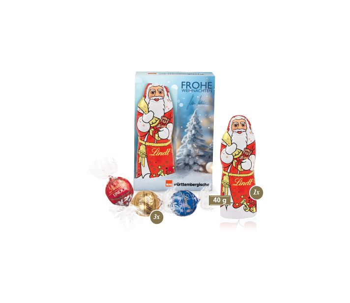 Premium-Präsent mit Lindt Weihnachtsmann „Medium“