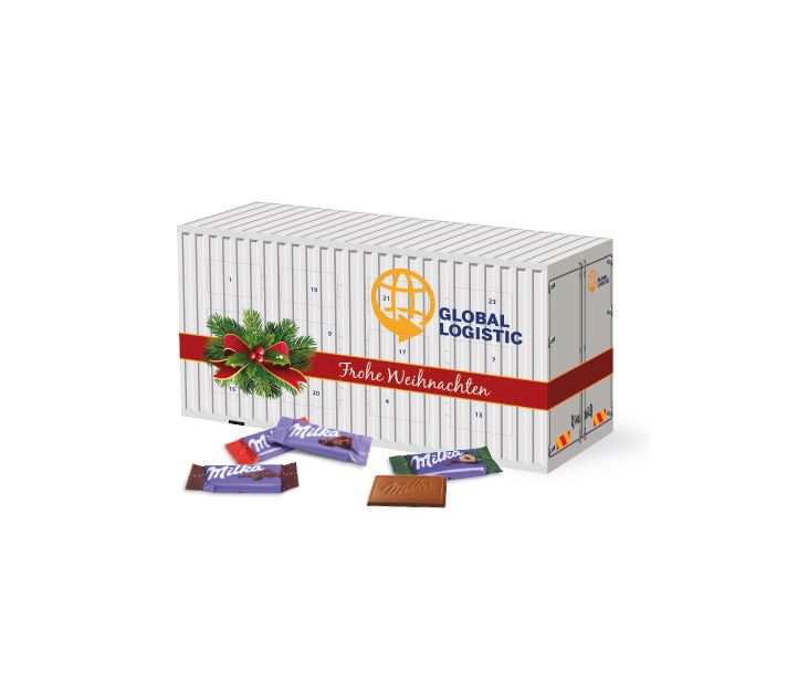 3D Adventskalender "Container" mit Milka Schokolade