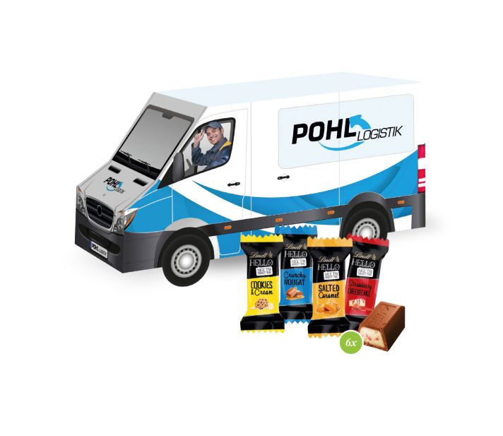3D Präsent "Transporter" mit Lindt HELLO Mini