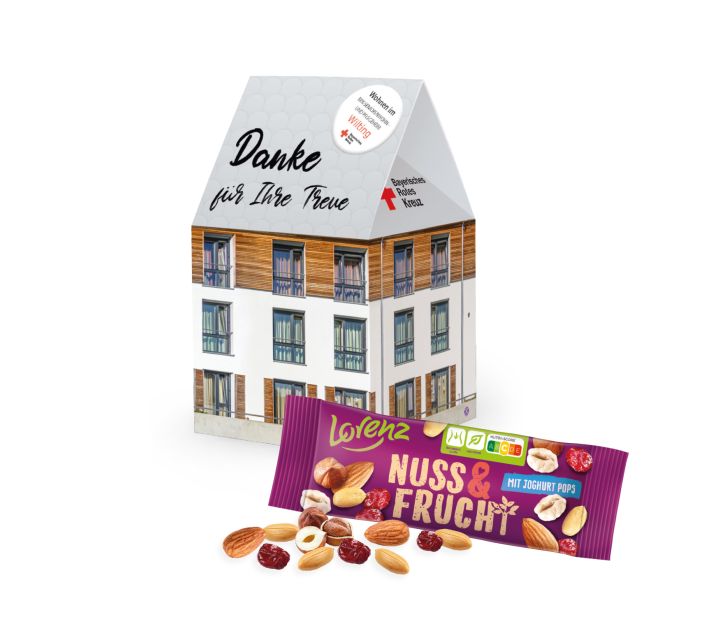 3D Präsent "Haus" mit Lorenz Nuss & Frucht