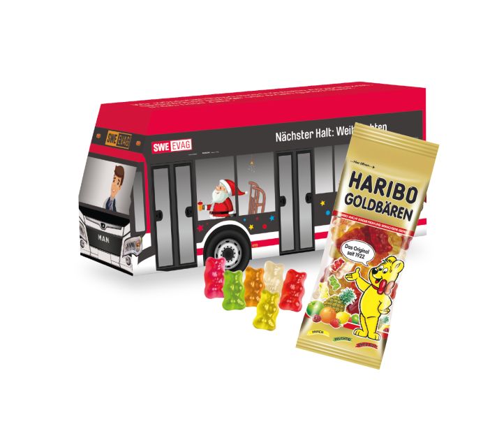 3D Präsent "Bus" mit Haribo Goldbären