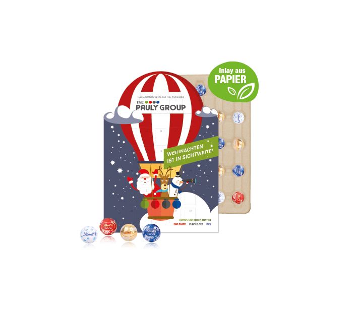 Adventskalender "individuelle Kalenderform" mit Lindt Schokolade