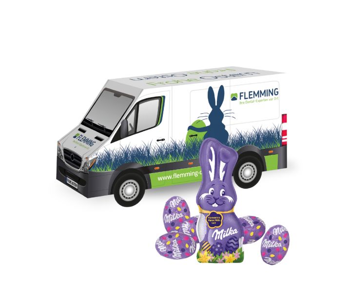 3D Präsent "Transporter" Ostern mit Milka Schokoladenmischung