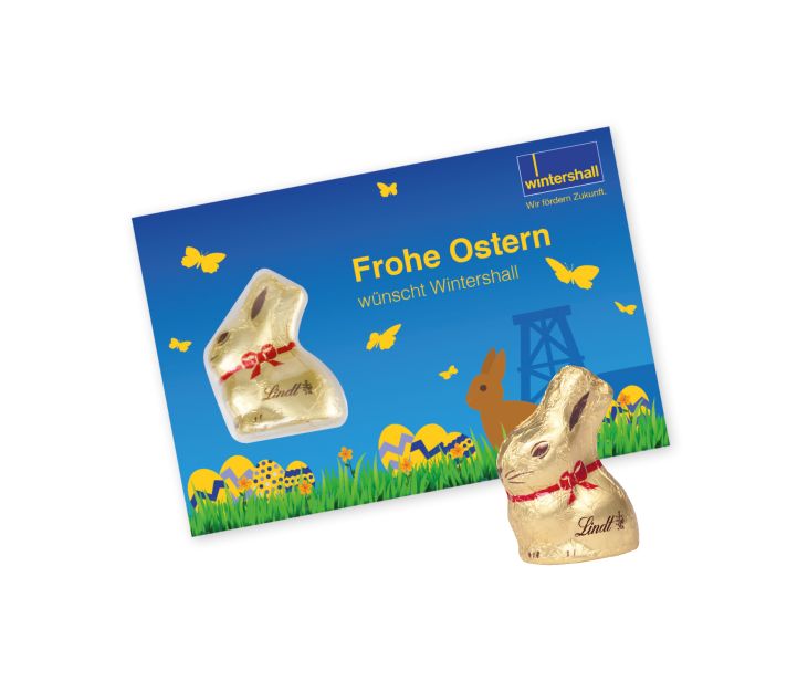 Schokokarte mit Lindt Goldhase