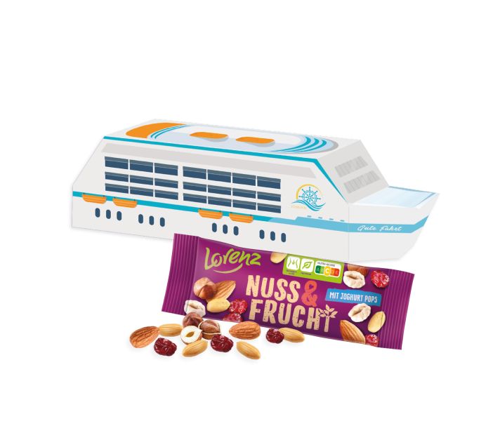 3D Präsent "Schiff" mit Lorenz Nuss & Frucht