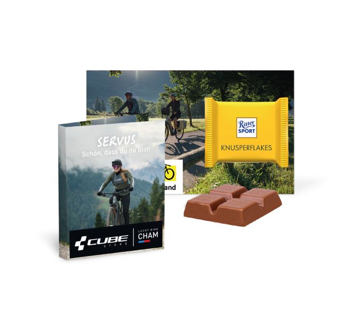 Werbe-Klappkarte mit Ritter SPORT Mini