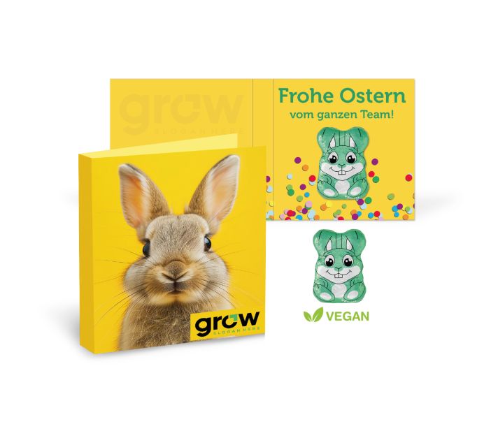 Werbe-Klappkarte Osterhase Vegan