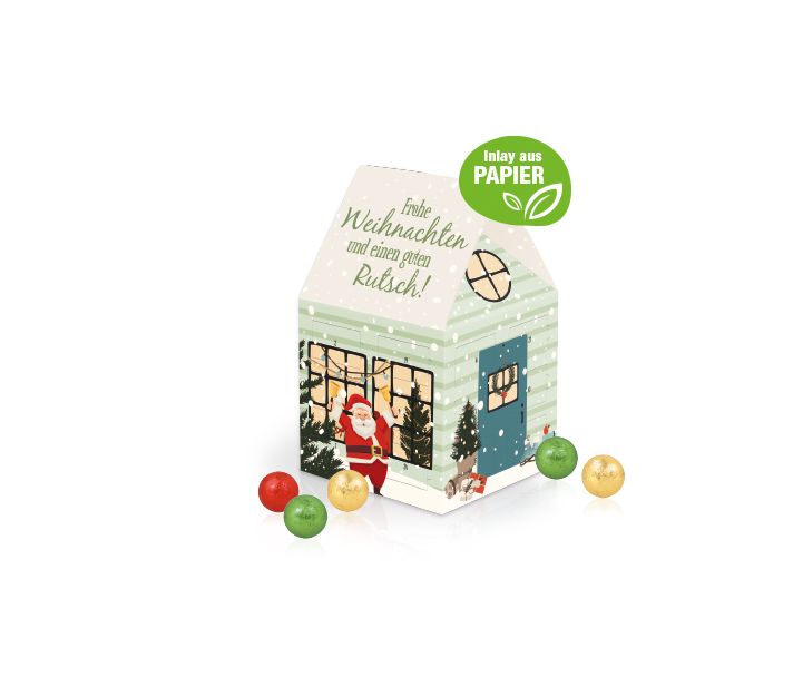 Adventshaus "Edition" mit Fairtrade® Schokolade mit Papier-Inlay