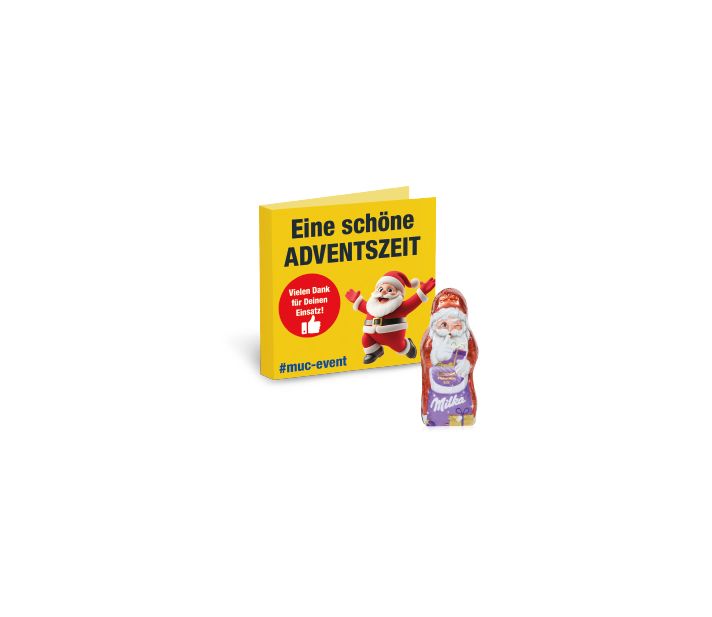 Werbe-Klappkarte mit Weihnachtsmann von Milka