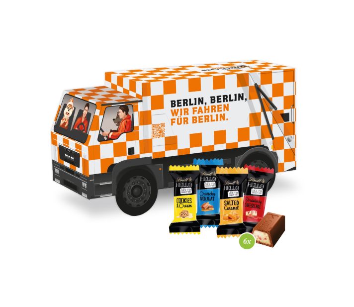 3D Präsent "LKW" mit Lindt HELLO Mini