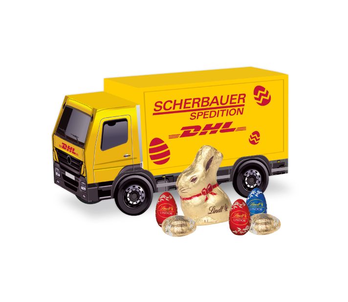 3D Präsent LKW Ostern mit Schokoladenmischung von Lindt
