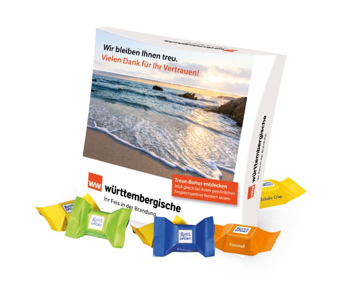 Präsentbox mit Ritter SPORT Schokowürfel