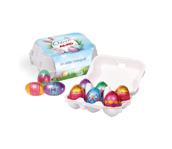 Schoko-Eier 6er mit Klett Schokolade