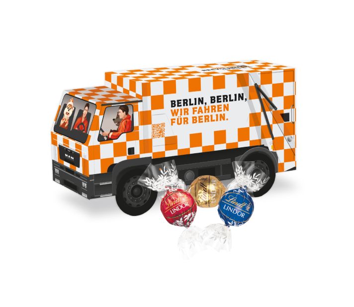 3D Präsent "LKW" mit Lindt Lindor Pralinés